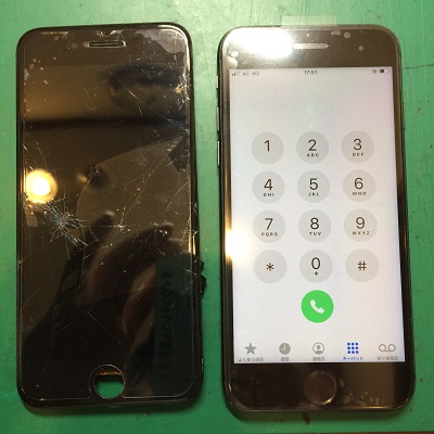 iPhone画面修理後